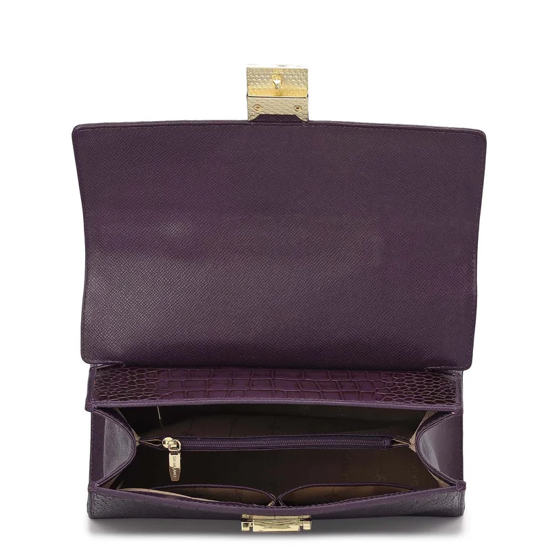 Da Milano Grapevine Medium Croco Leather Satchel - Grapevine for Women | Best Price UAE